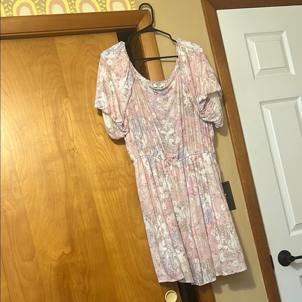 ANDREE BY UNIT Pink and Purple Floral Midi Dress